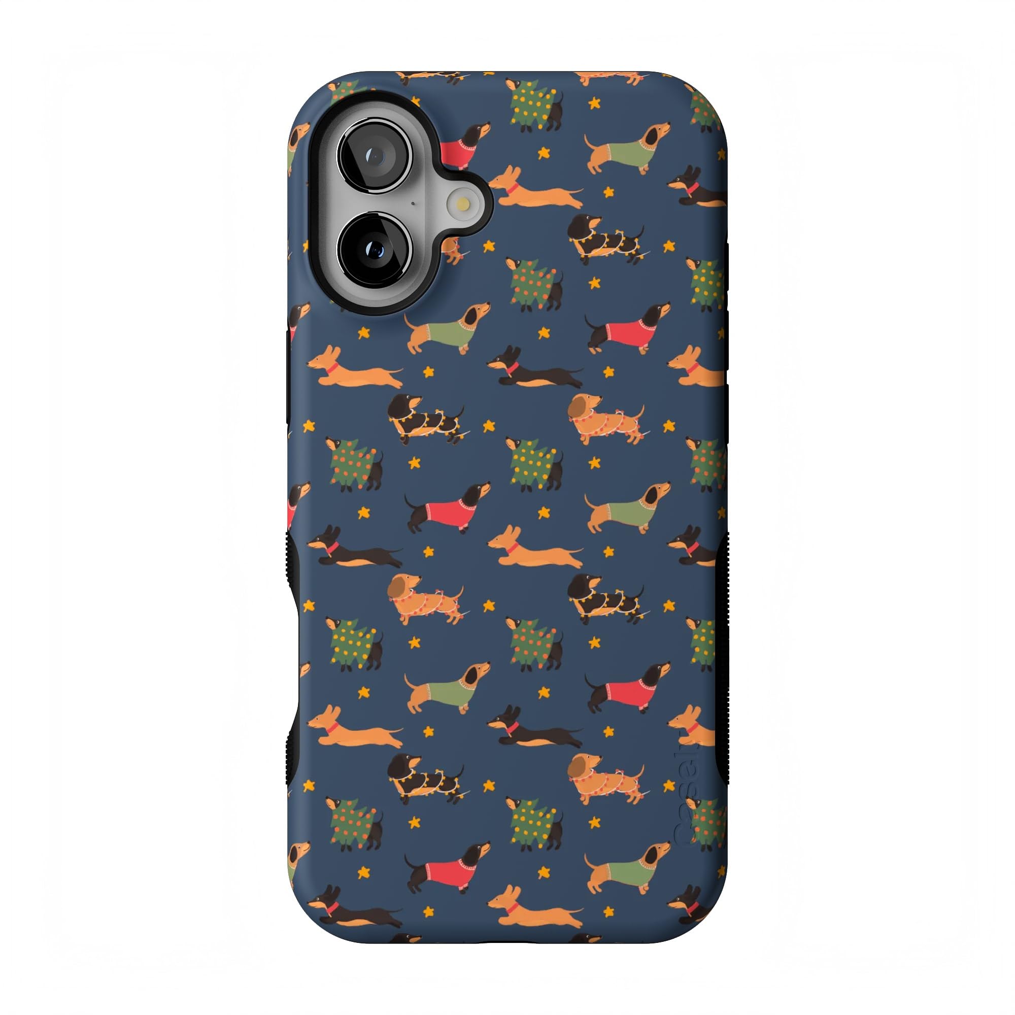Casely iPhone 16 Case | Dashing Doxies | Dachshund Dog | Ultra-Protective Bold Case Design | Compatible with MagSafe