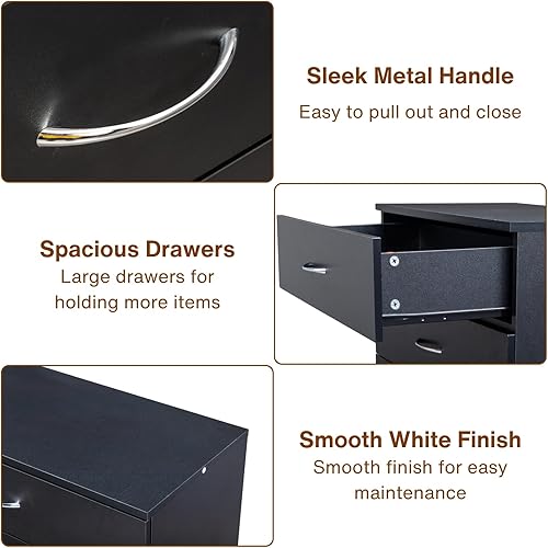 Miniatura 5 de Karl home Cómoda de 4 cajones para dormitorio, cajoneras pequeñas, mesita de noche moderna, cómoda negra con 4 cajones de almacenamiento, aparadores