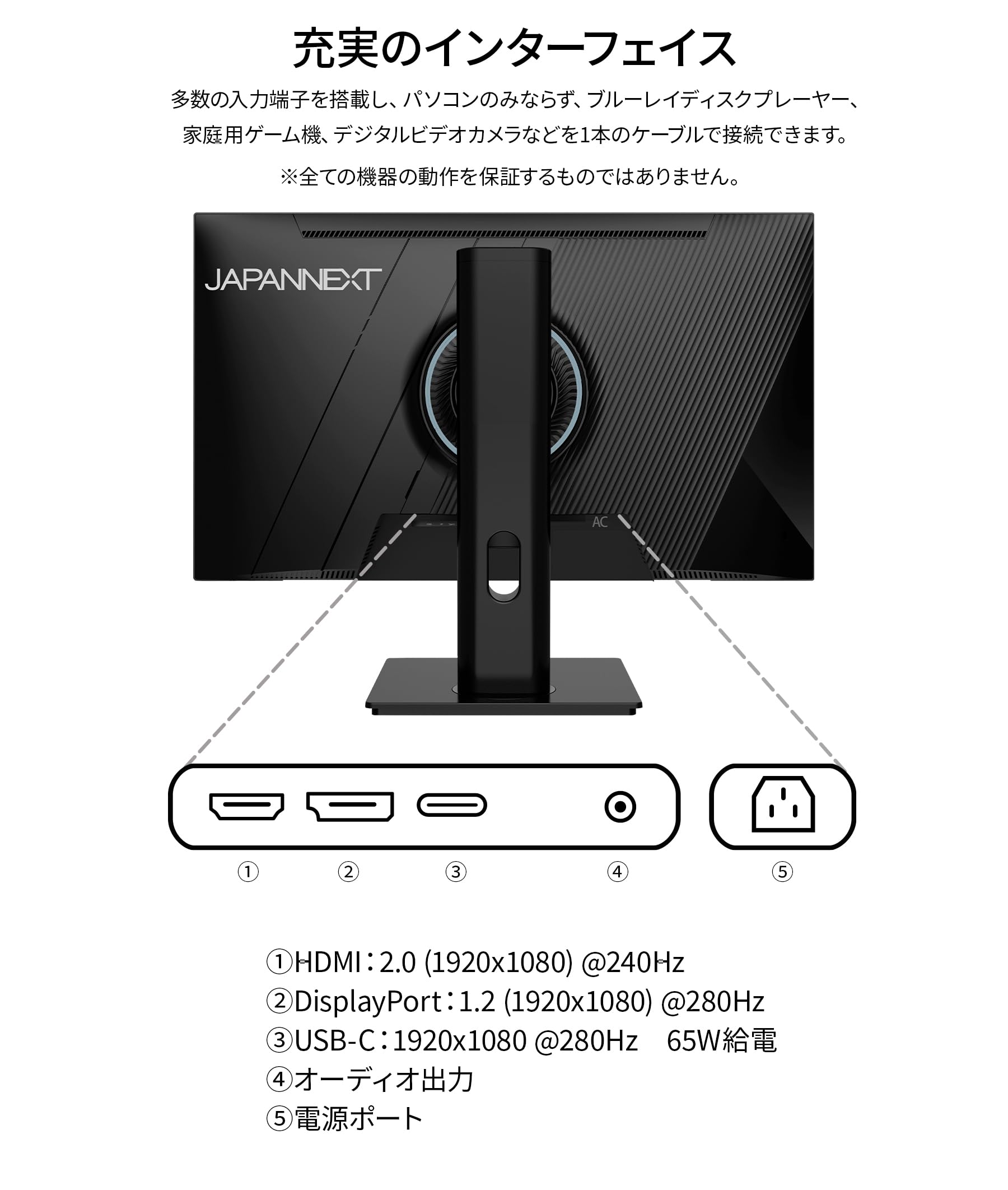 Amazon.co.jp: JAPANNEXT 24.5インチ IPSパネル搭載 280Hz/1ms(MPRT