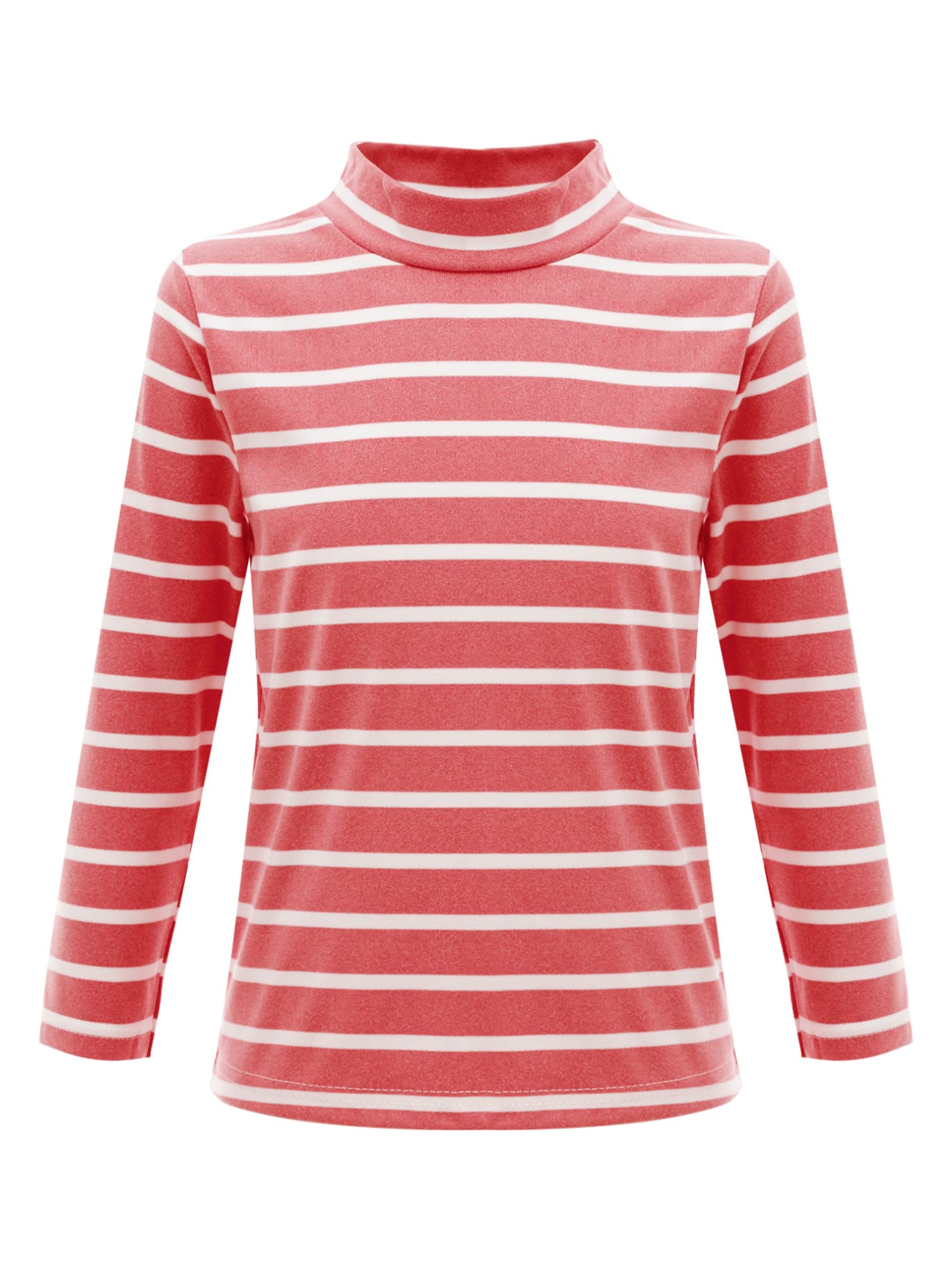 easyforever Kids Boys Girls Turtleneck Thermal Tops Undershirt Long Sleeve Striped Tee Winter Baselayer Fleece Shirts Red 2-3 Years