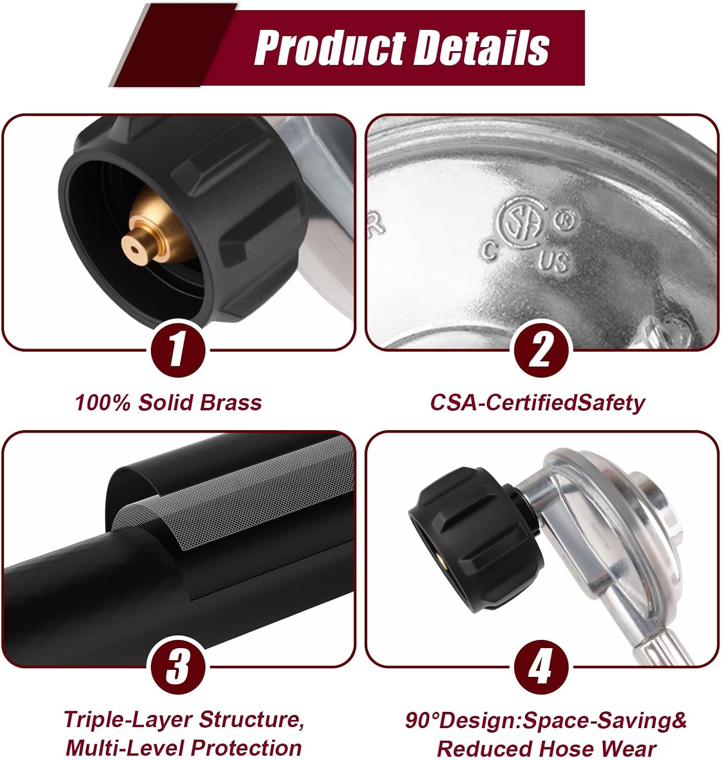 2FT Propane Regulator Hose, Tank Adapter for Outdoor Gas Equipment image 3