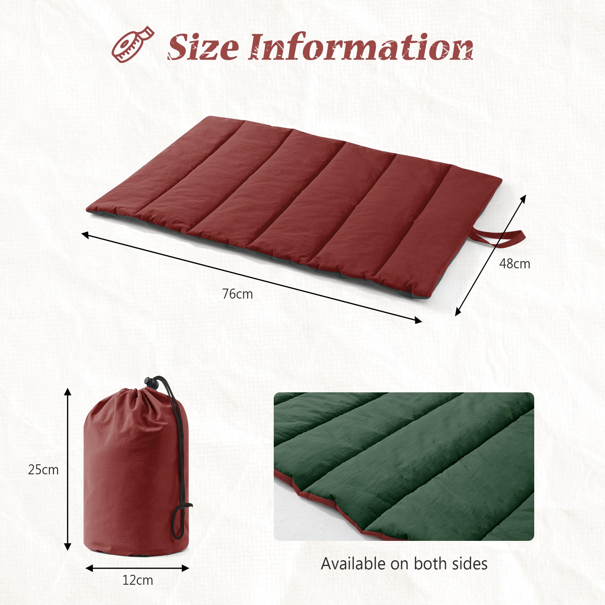 UNIKOME Cuccia Cane Grande per Interno e Esterno, Cuscino Cane Impermeabile, Facile da Lavare, Pieghevole, Resistente Materassino Cani/Gatto/Pet per Viaggi All'aperto (Rosso+Verde, 76x48cm)