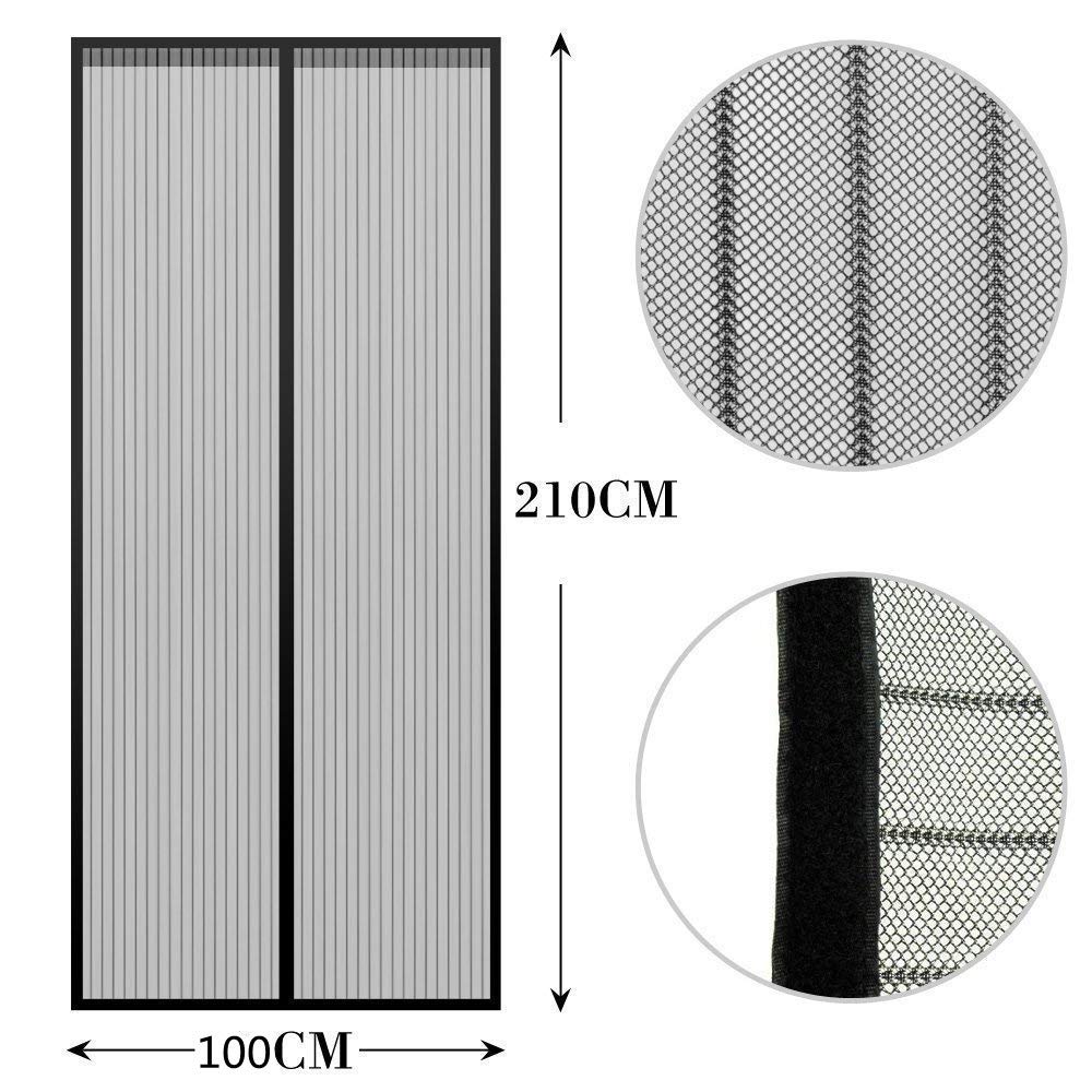 Magnet-Fliegengitter Für Türen - 100x210 Cm, Schwarz, Selbstklebend Ohne Bohren, Für Balkon, Terrasse & Keller
