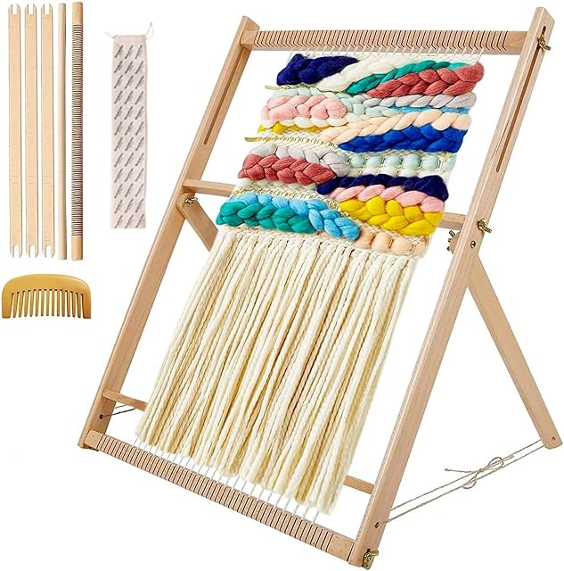 Myriad Choices Large Weaving Loom for Adults Kids - 47 x 60 cm Multi-Craft Large Lap Frame Looms Weaving Kit DIY Weave Loom Set Adjustable Hand Weaving Knitting Loom Kits for Adults Beginners