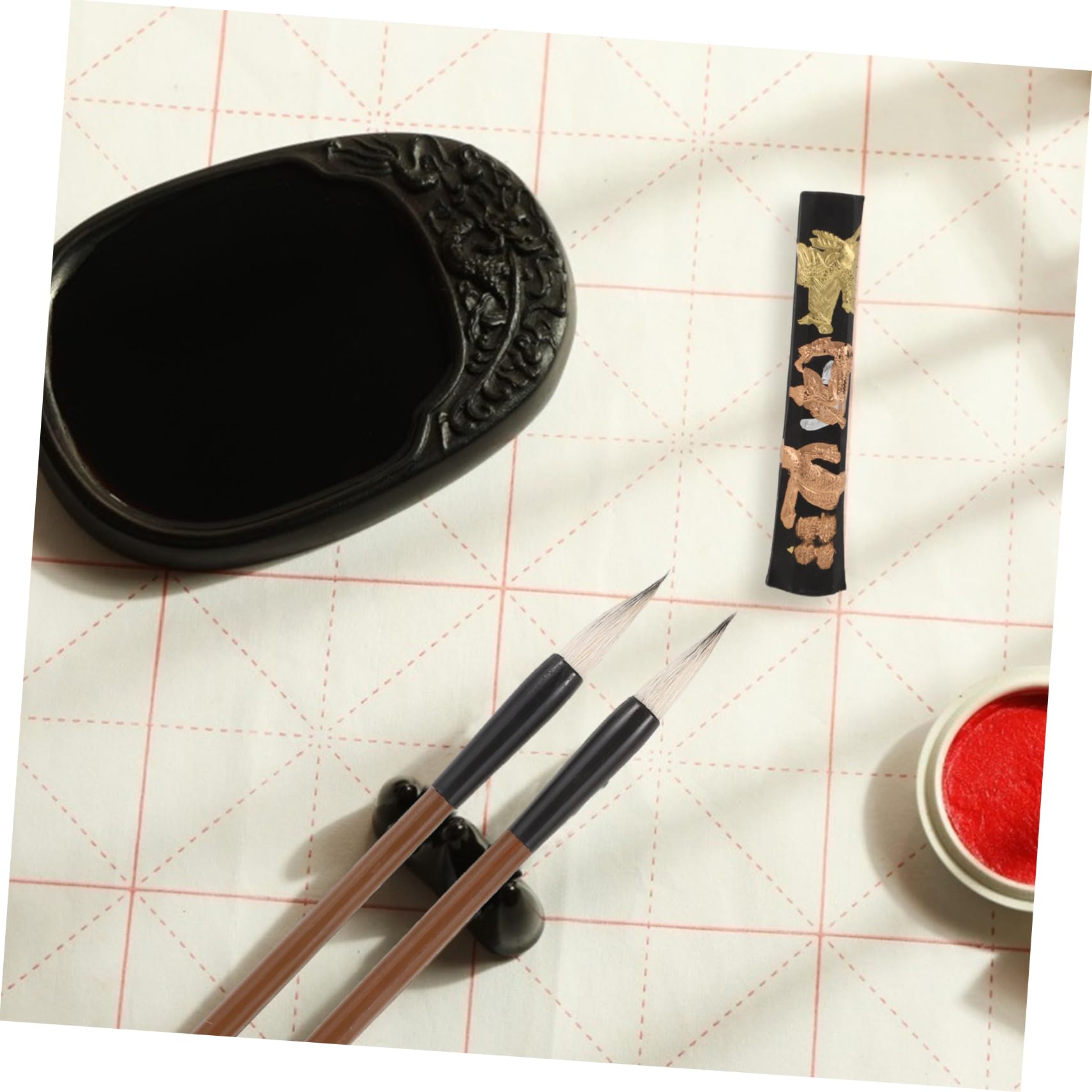Chinesisches Kalligraphie Satz für Schüler, 1 Satz für Anfänger | Holz, Keramik, Stoff und Kunststoff, Tragbar und Leicht, zum Malen und Üben mit Schreibgerät