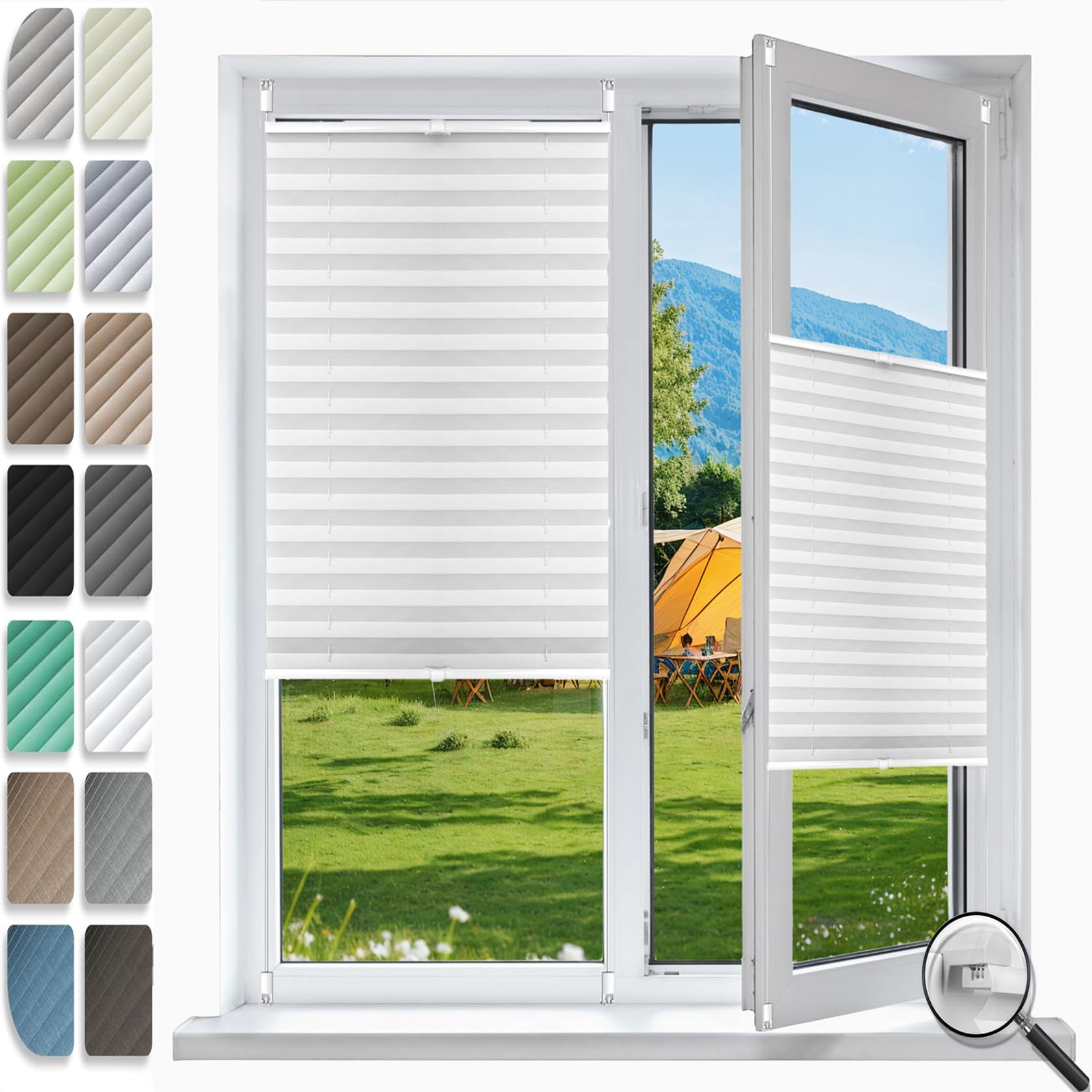 Store plissé à clipser opaque translucide blanc 25 x 65 cm pour fenêtre