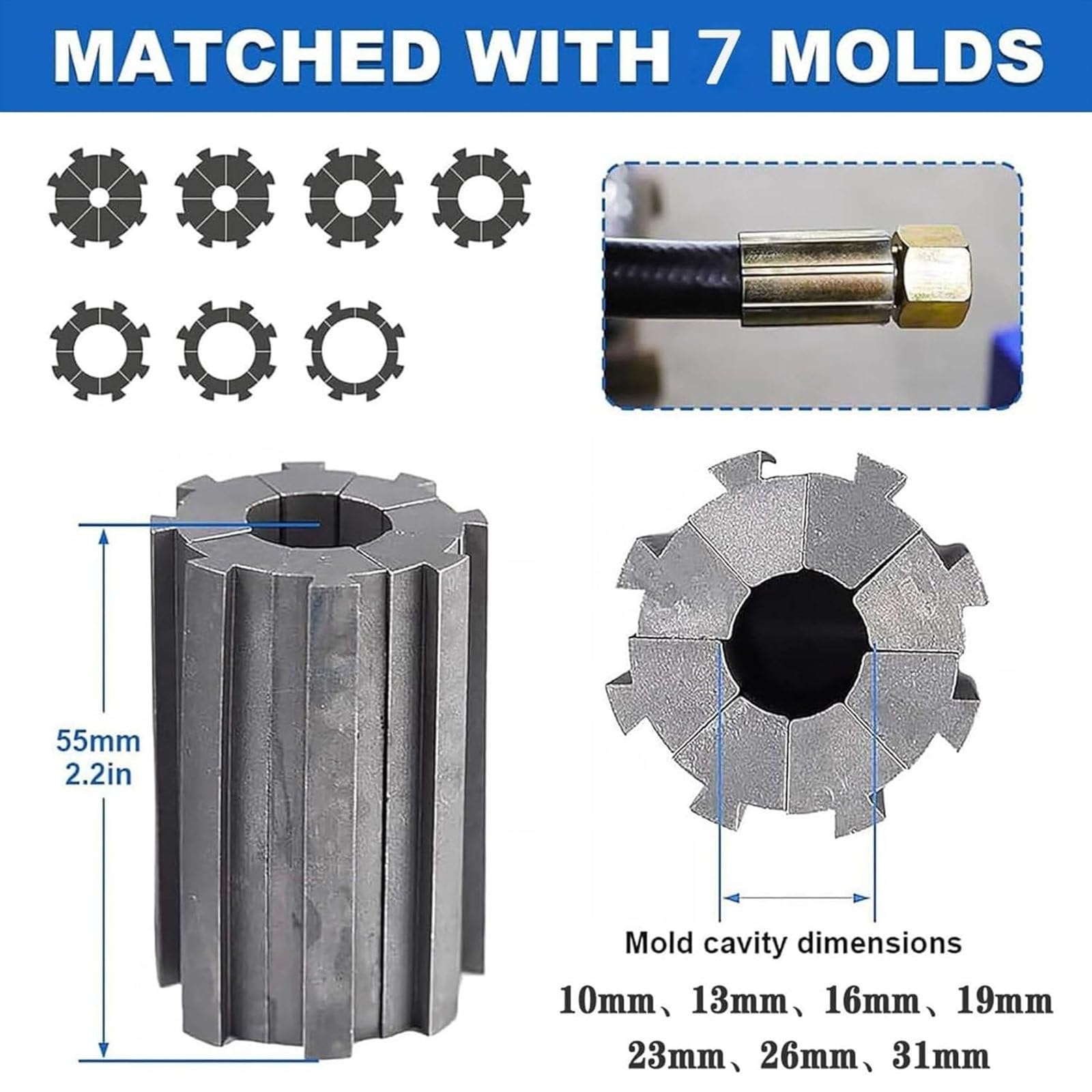 Zakuwarka węży z 7 zestawami matryc,ręczna hydrauliczna maszyna zaciskania,hydrauliczna zaciskarka węży 35mpa,ręczna maszyna obkurczająca,hydrauliczna rura olejowa