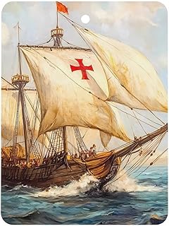 Christopher Columbus Sailing Ships Car Air Freshener with Ocean Scents Aromatherapy Tablets Hanging Picture Accessories