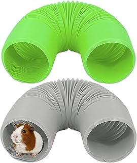 2 Pieces Pet Fun Tunnel Small Animal Play Tunnel Collapsible Plastic Tube Pet Hideaway Fun Toys for Hiding Training Fit Guinea Pigs Hamsters Chinchillas Rats Ferrets Dwarf Rabbits Green Black Wishope