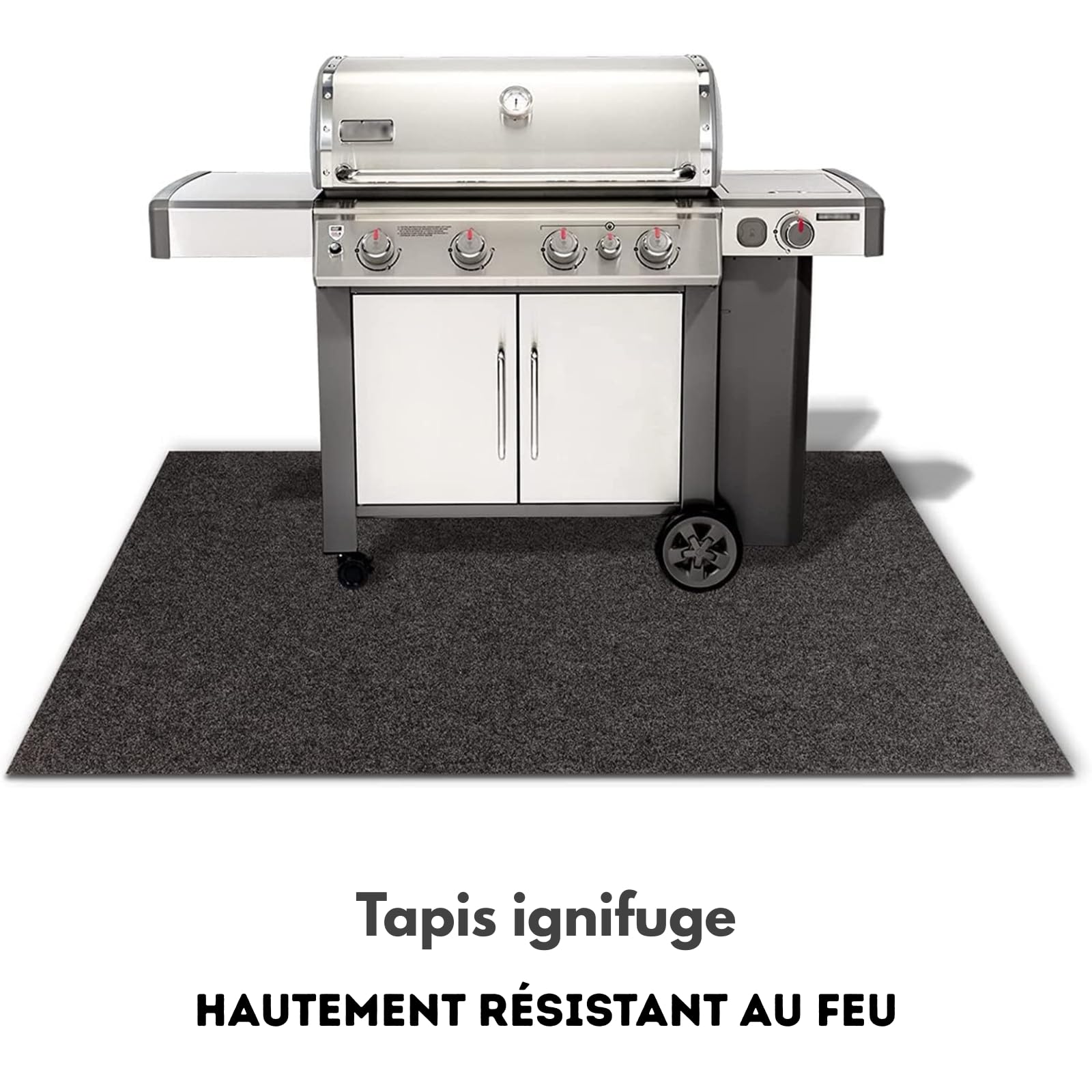 KARAT Tapis de Protection pour Barbecue 200 x 200 cm - Antidérapant & Résistant aux Hautes Températures - Retardateur de Flamme, Ultra-Robuste, Nettoyage Facile et Usage Extérieur Toutes Saisons