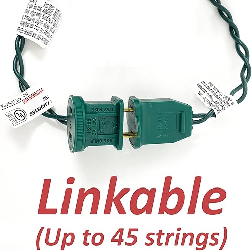 Miniatura 4 de Wondershop Luz LED de Navidad de 20 pies con 60 bombillas blancas cálidas en cable verde iluminación de interiores y exteriores para árbol de