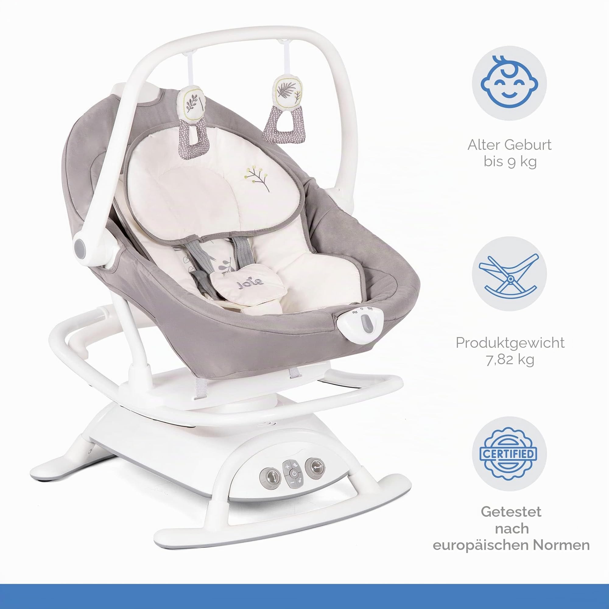 Joie 2in1 Babyschaukel Sansa ab Geburt – 13 kg abnehmbarer Sitz als Babywippe nutzbar – Fern