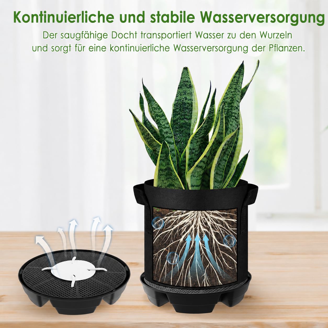 4 Stücke Selbstbewässernde Stofftopf Untersetzer 32CM PP Pflanzen Untersetzer mit Rasterbohrungen Nuten Dochtdraht Einstellbar Selbstbewässernde Topfuntersetzer für Topfpflanzen Gärten Gewächszelte