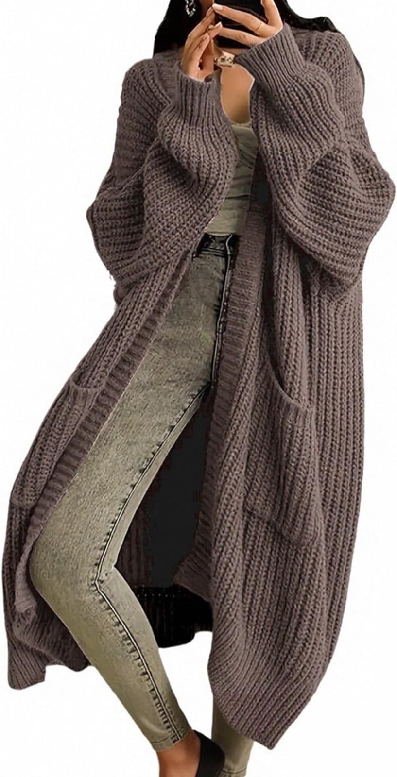 Womens Long Cardigan Sweaters Open Front Cardigan Oversized Knit Chunky Sweater Fall Winter Coat Outwear