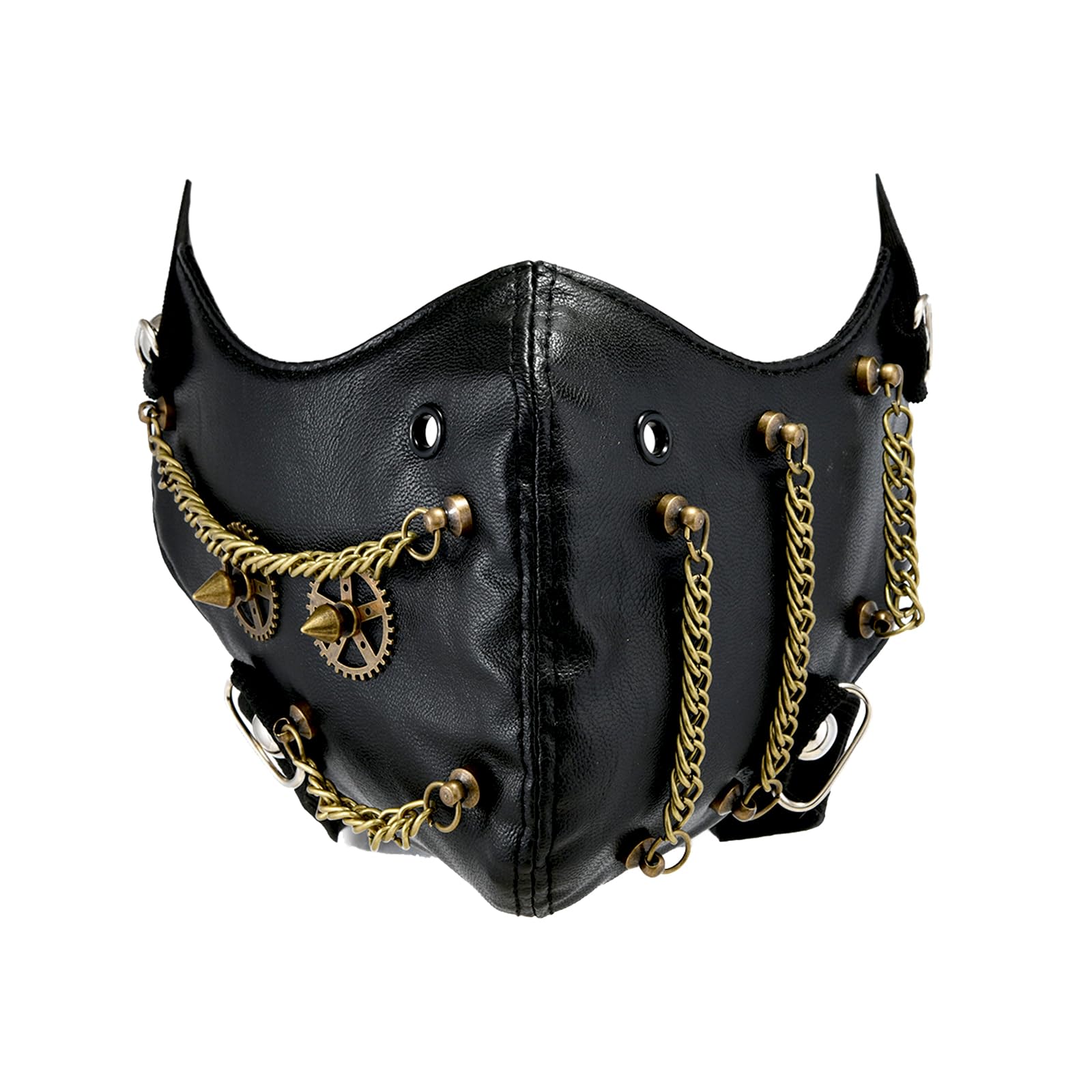 OhMill Steampunk Masks PU Leather Face Masks Skull Mask Half Face Halloween Costume Cosplay Gimp Masks for Men