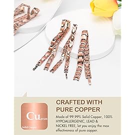 Feraco Copper Bracelets for Women, 2X Ultra Strength Magnetic Bracelet with 3500 Gauss Magnets, Adjustable with Sizing Tool, 99.99% Pure Copper Jewelry