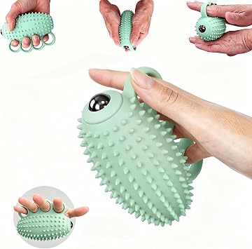 Electric Hand Grip Strengthener Finger Exercise Ball, 3 Modes Vibration Therapy Ball with Magnetic Roller, Rechargeable Silicone Hand Squeeze Ball for Stroke Recovery, Arthritis, Carpal Tunnel & Stress Relief 1100mAh, 10Min Auto-Off