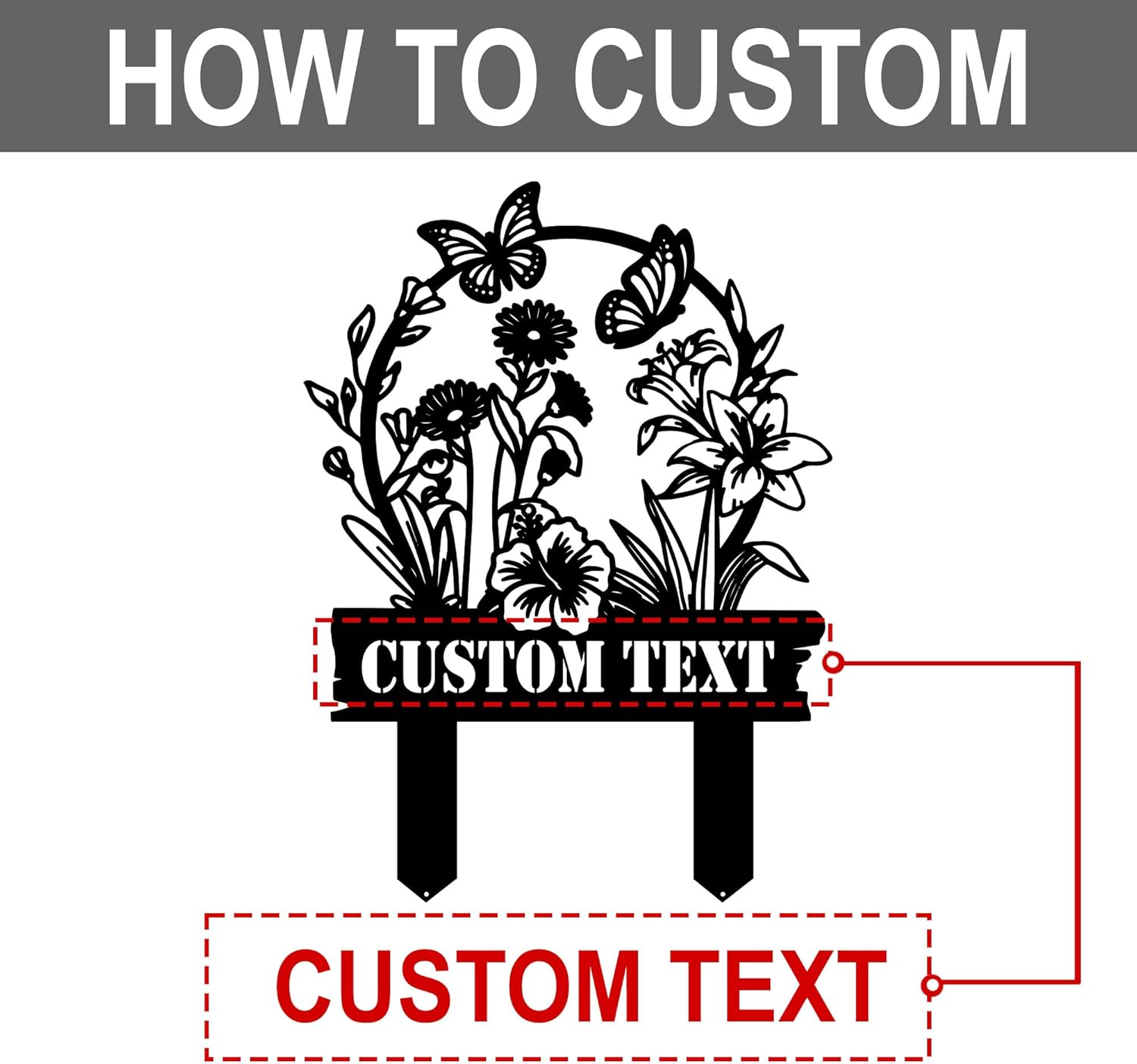 Custom Metal Garden Decor, Personalized Garden Stake Metal Sign, Yard Sign for Lawn, Farm, Home Decor, Yard Stake Metal Art, for Grandmother/Mom/Lovers