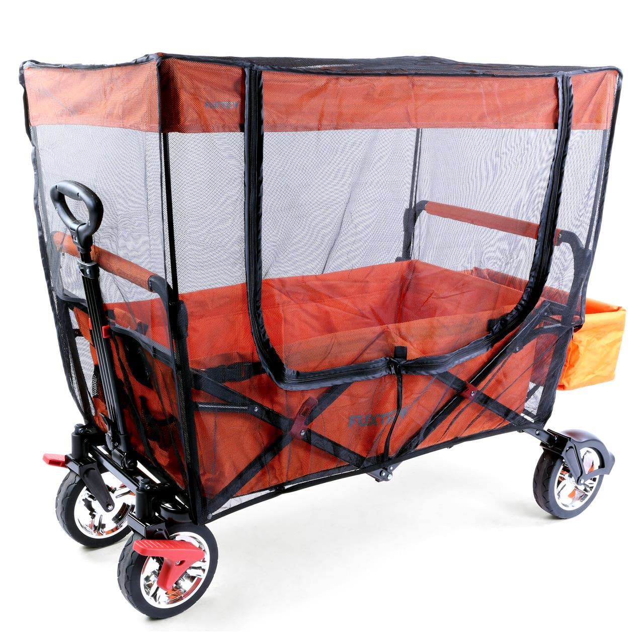 Fuxtec Zanzariera con Protezione Solare per Carrello Pieghevole CTL900 • Copertura Antinsetto per Bollerwagen • Rete Anti Zanzare e Parasole per Bambini • Accessorio per Carrello da Trasporto
