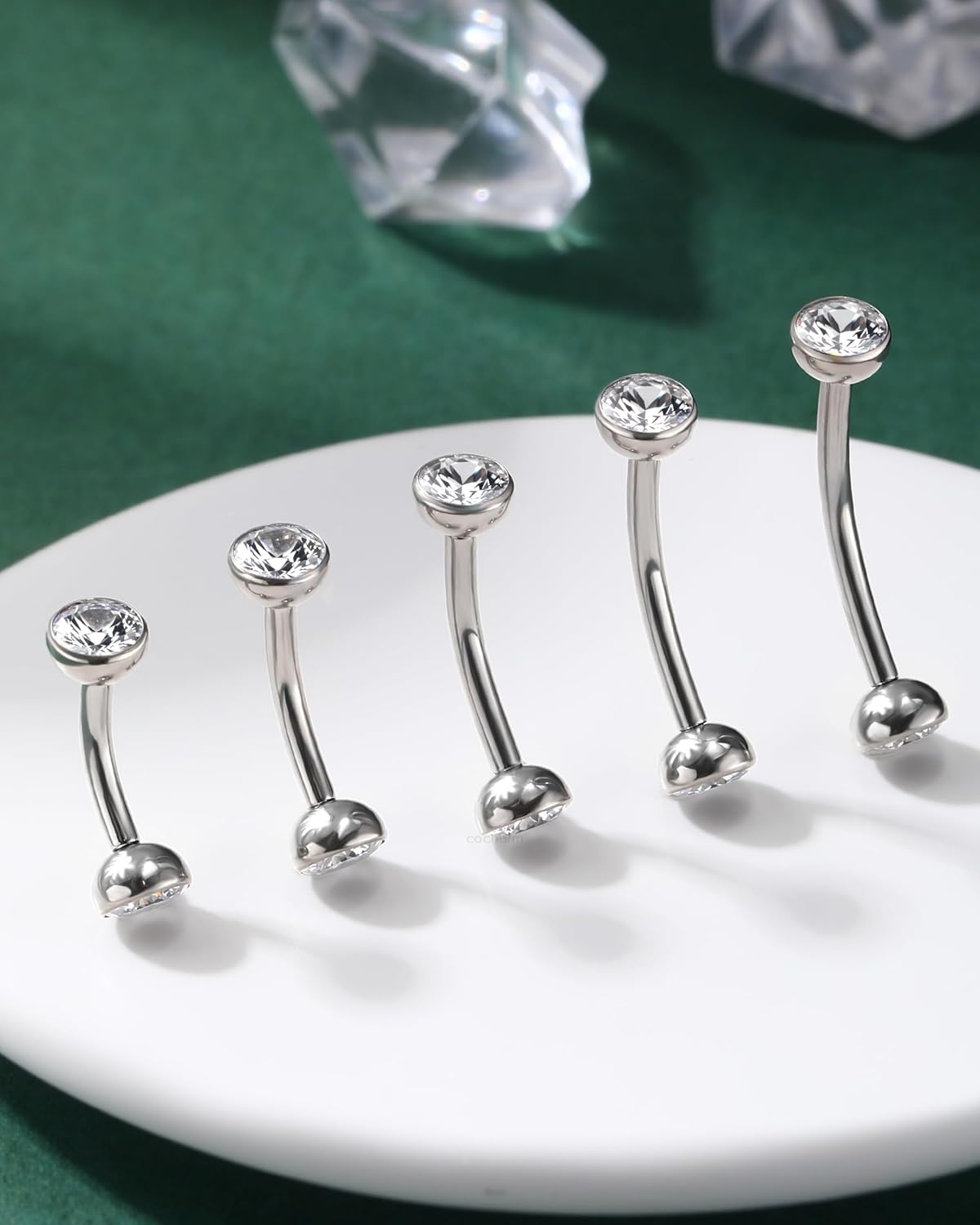 COCHARM Titanium Belly Button Ring 14G Clear CZ Belly Button Piercing Internally Thread Belly Navel Rings for Women - Image 4