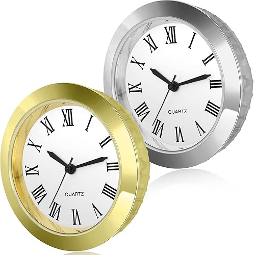 Miniatura 5 de Outus Paquete de 6 mini inserciones de reloj de 1.5 pulgadas (1.457 in) de repuesto con movimiento de cuarzo redondo para manualidades, esfera