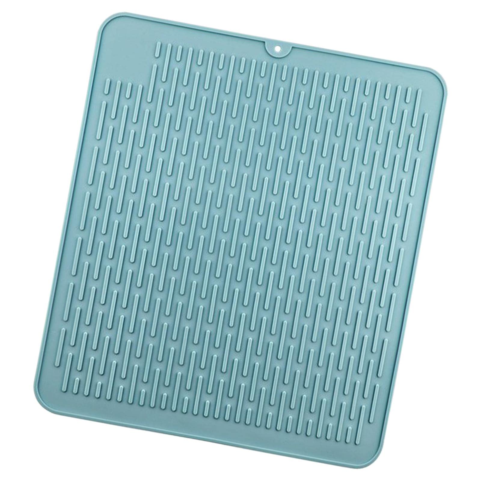 Lot de 3 tapis d'évier Sile à séchage rapide, résistants à la chaleur, 45 x 40 cm, bleu, idéal pour comptoir de cuisine, design antidérapant et facile à nettoyer
