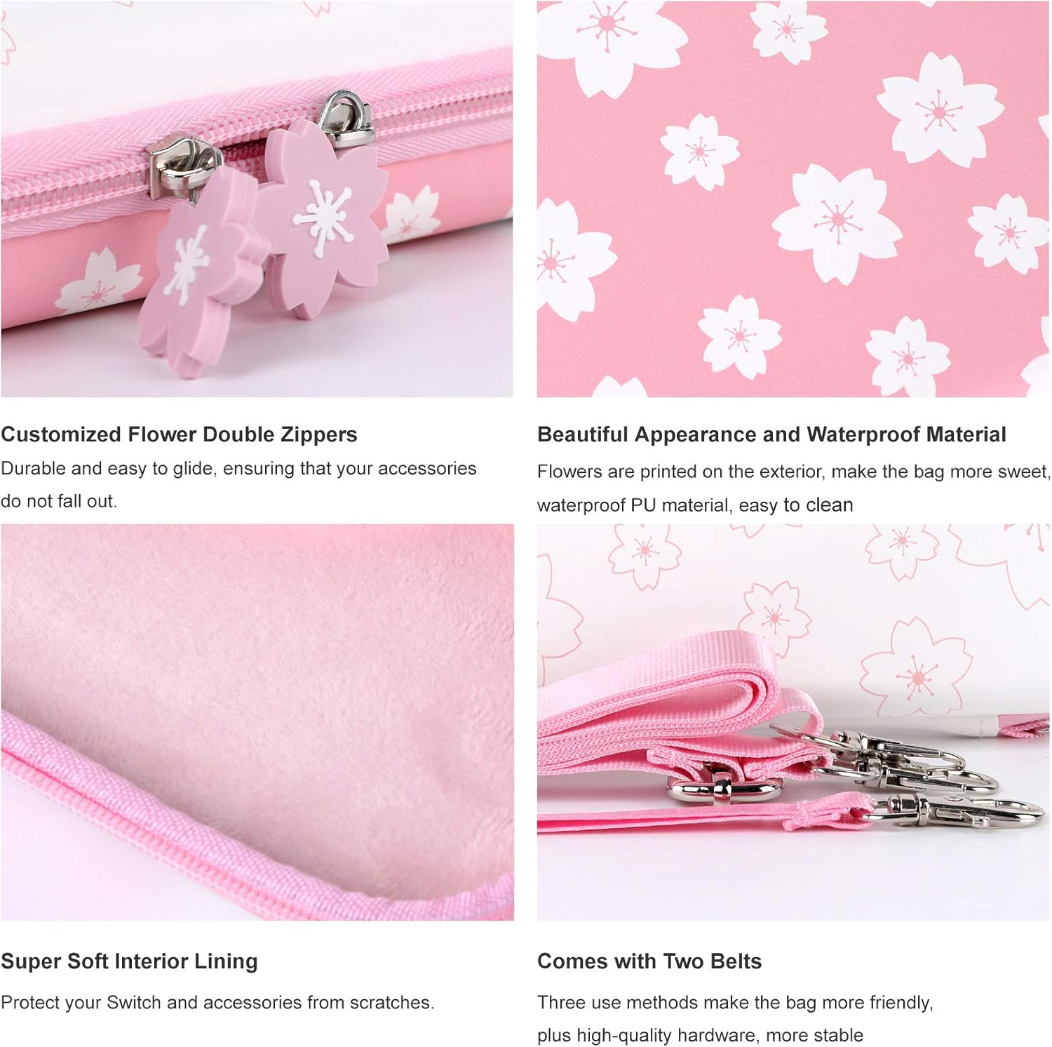 Exсluѕіvе Dіѕсоunt 90% Prісе Tscope Pink Carrying Case for Nintendo Switch, Girly Sweet Flowers Hard Shell Travel Shoulder Portable Protective Bag with Glass Screen Protector Thumb Grip Caps (Sakura Pink)