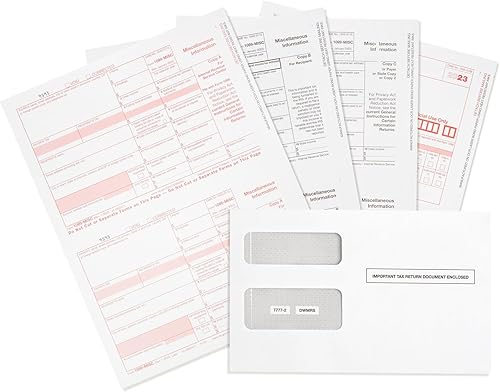 Blue Summit Supplies 1099 MISC - Paquete de 5 formularios de impuestos, paquete de 12 paquetes de formularios láser diseñados para QuickBooks y