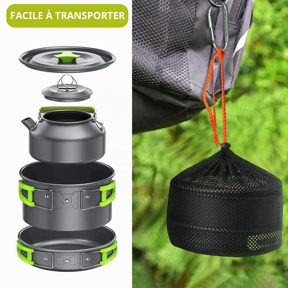 aiGear Camping Cooking Set | Portable Lightweight Aluminum | Camping Pans and Pots Set | Outdoor Traveling Cooking Utensils Kit | for Trekking Hiking Picnic