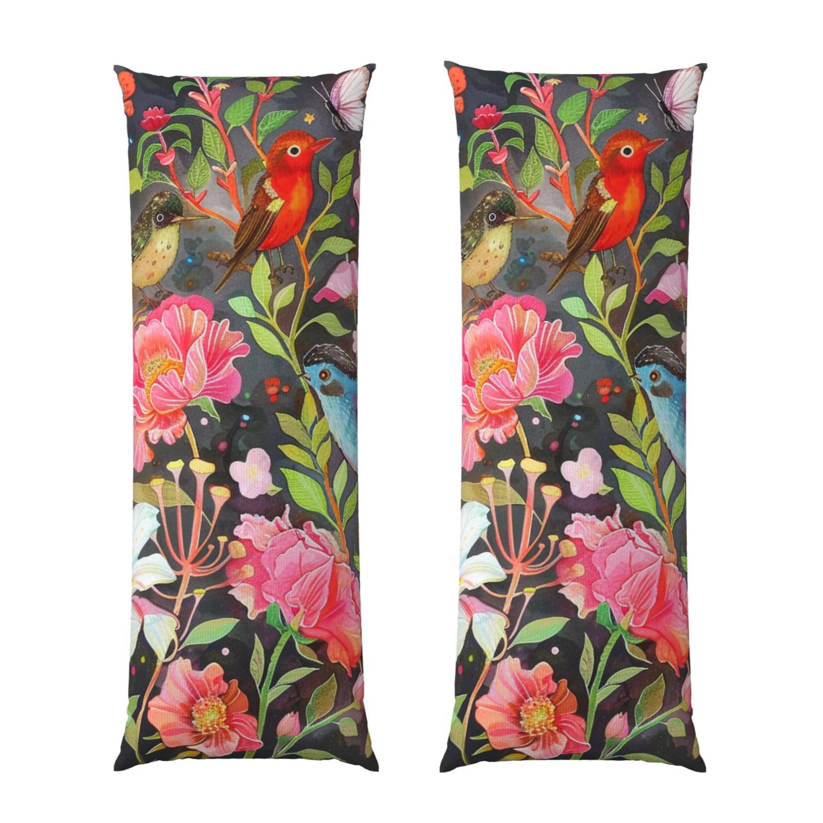 Body Pillow Cover 20x54 Inch, garden with bird and flower Print Long Lumbar Pillow Case with Zipper Long Body Pillowcase Decorative for Bed Sofa Bedroom