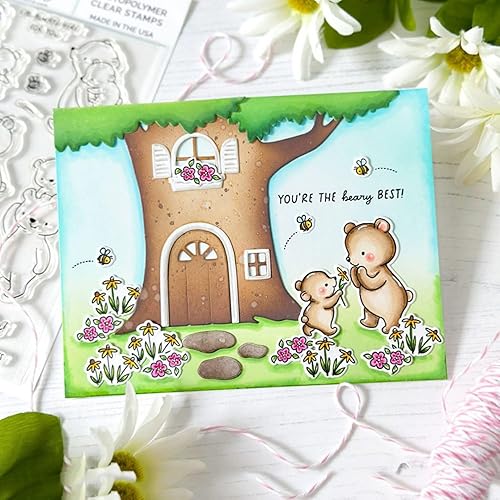 Miniatura 7 de Bear Hugs - Juego de sellos y troqueles para hacer tarjetas, sellos transparentes y troqueles de corte de metal para álbumes de recortes,