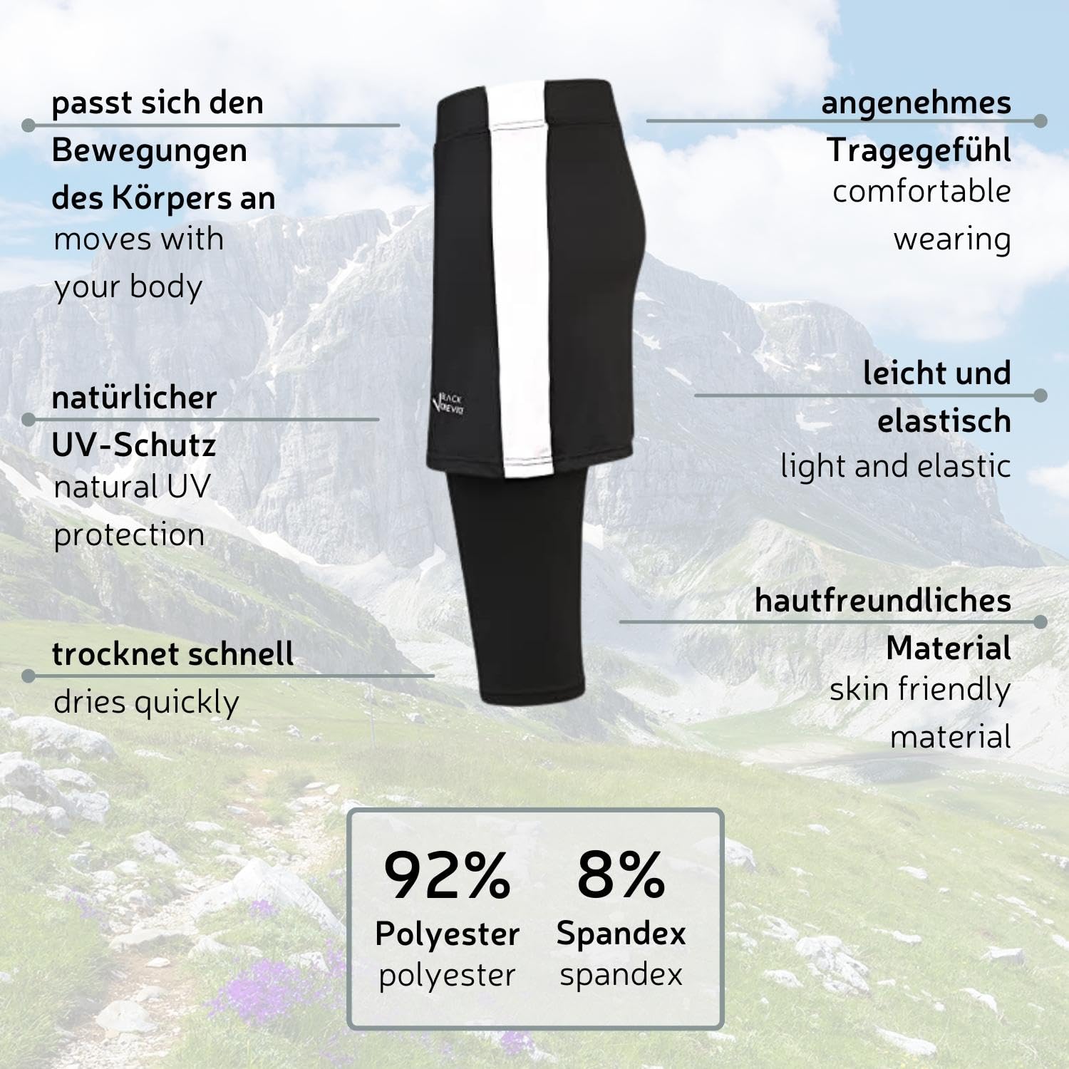 Black Crevice Pantalones de Fitness para Mujer con Falda Entrenamiento