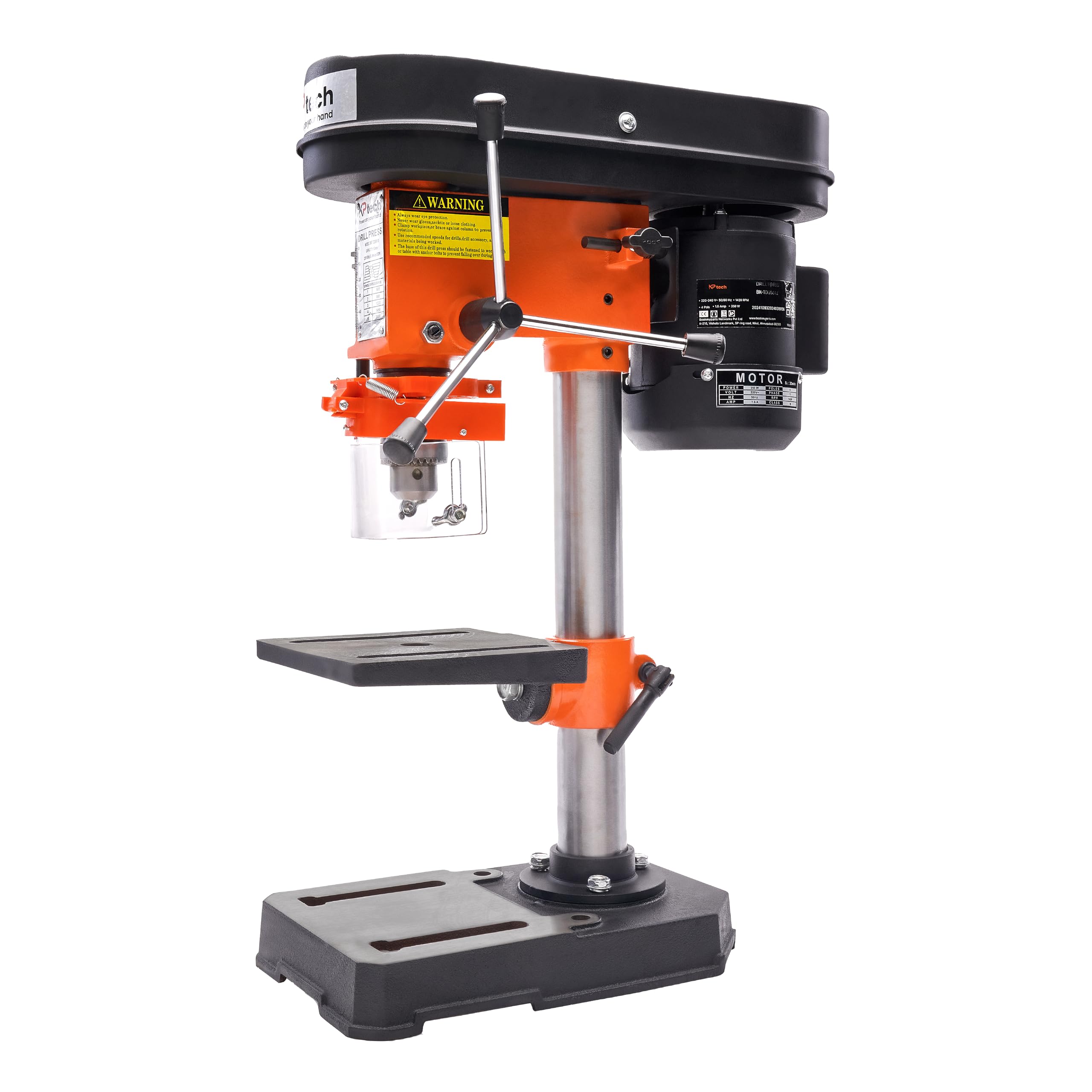 KP TECH Drill Press, 350 W, 16 Kgs, 620-3140 Rpm Speed, 5 Spindle Speed Settings, 50 Mm Of Traval, 46 Column Diameter, Adjustable Working Table, 590 Machine Height, Orange, Black, Silver (B0DB5J5J1B) Amazon Price History, Amazon Price Tracker