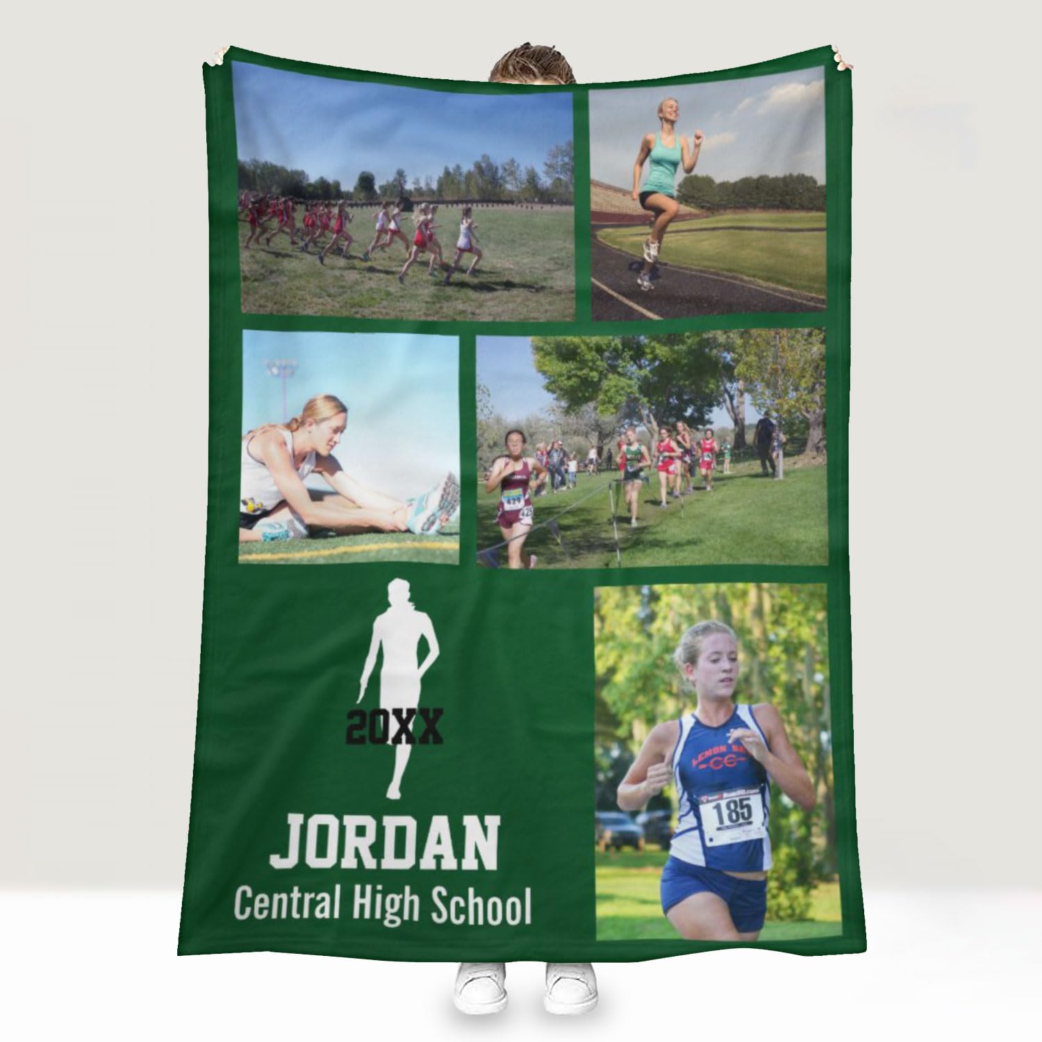 Personalized Cross Country Blanket for Boys Men - Running Team Gifts - Personalized Photo Blanket Christmas Birthday Gifts for Son Kid Adult - End of
