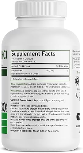 Miniatura 2 de Bronson Berberina como berberina HCI Berberis Aristata 500mg por cápsula vegetariana sin OMG, 30 cápsulas vegetarianas