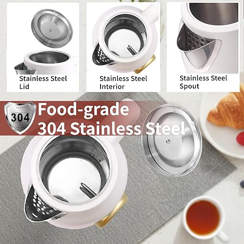 Miniatura 4 de Hervidor eléctrico con medidor de temperatura, blanco y dorado