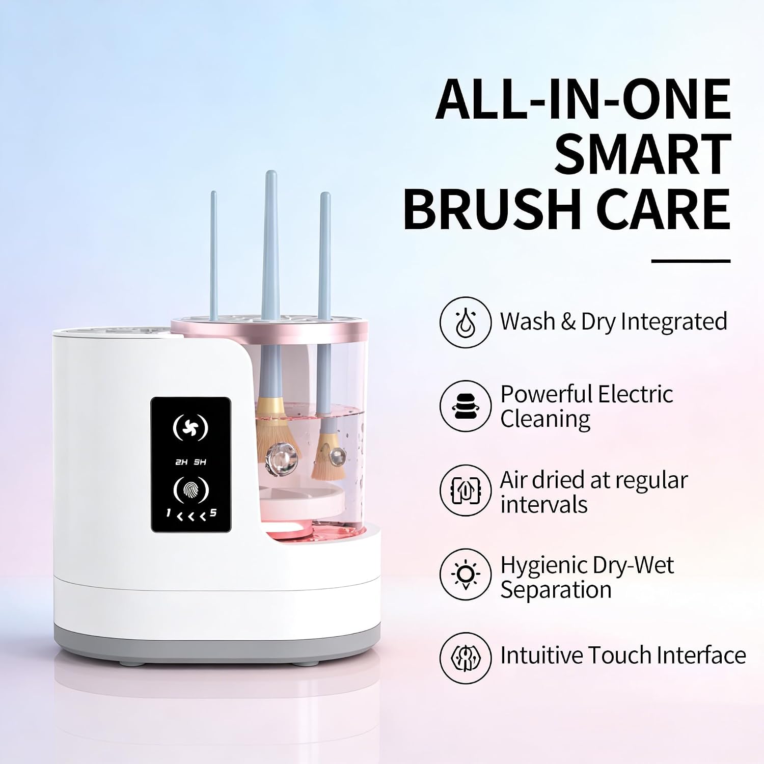 Electric Makeup Brush Cleaner Machine With Makeup Brush Dryer-Holder-Portable Automatic USB Cosmetic Brushes Cleaner Tool for All Size Beauty Makeup Brush Set,Eyeshadow, Blush Brush (White)