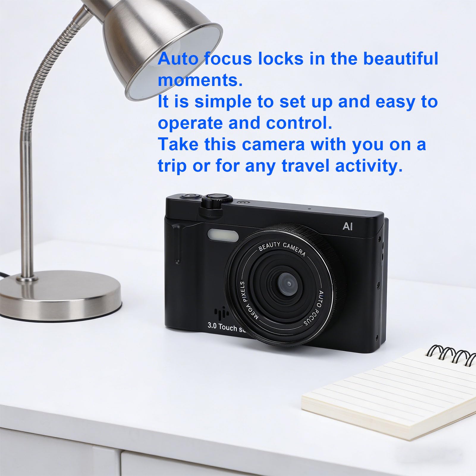 Jectse Fotocamera Digitale 4K da 64 MP con Zoom Ottico 18x Touchscreen WiFi Schermo LCD da 4 Pollici Flip Screen AI Fotocamera con Filtro di Bellezza per Fotografia e Vlogging