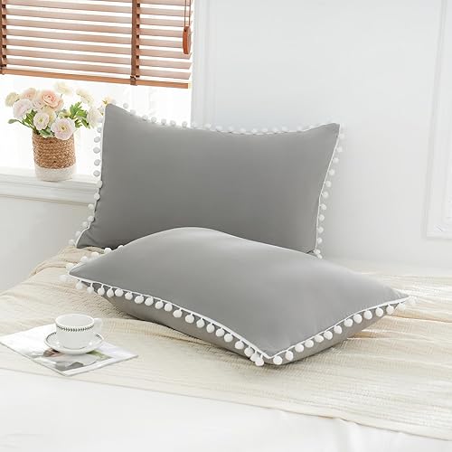 Miniatura 221 de Blue Body Pillow Cover Shabby Chic Long Pillow Case Cover Navy Blue Pom Poms Fringe Body Pillow case with Pocket Closure 20x54 inches(Body,Navy Blue)