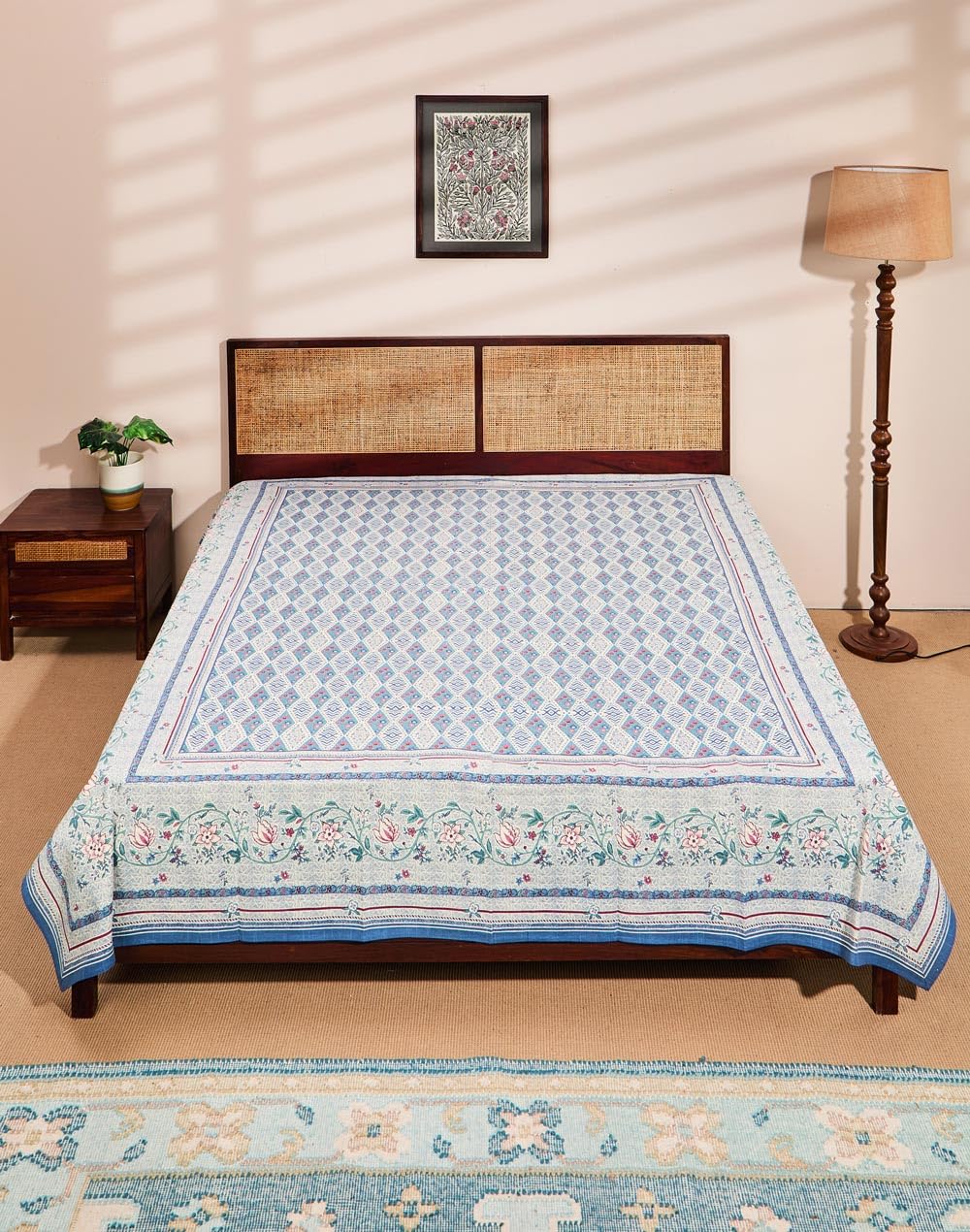 Fabindia Multi Cotton Printed Bed Cover- Double-image-15