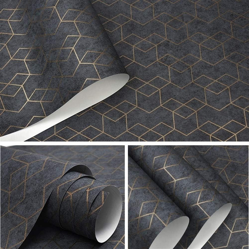 ZWQASP Dark Grey Luxury Geometric Wallpaper Roll Black Gray Wall Paper