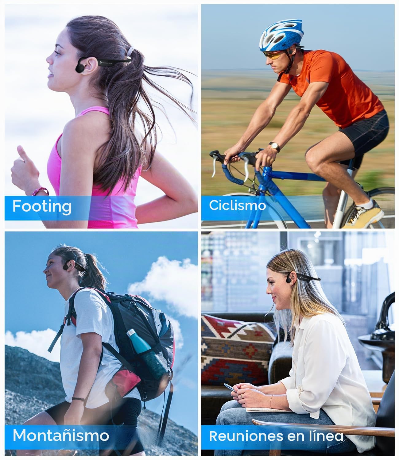 Auriculares de Conduccion Osea, Auriculares Inalámbricos Bluetooth 5.2 de Auriculares de oído Abierto con Micrófono, al Agua IP67, Conducción Ósea para Trotar, Correr, Ciclismo (Negro)