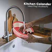 Vista 6 de Funda plegable para microondas y platos, tapa de fácil agarre y colador de alimentos, sin BPA y apta para lavavajillas, 10.5 pulgadas, color rojo