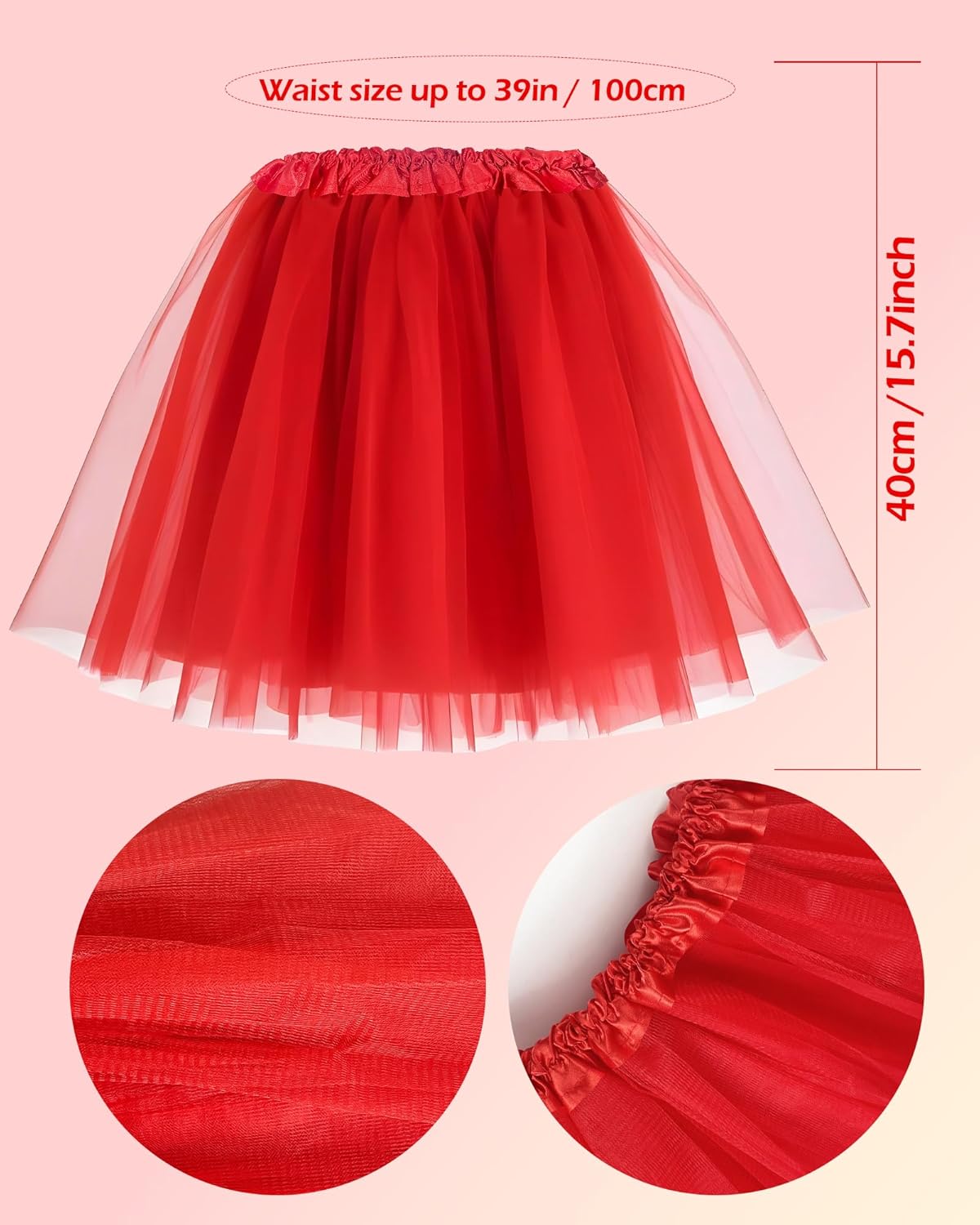 QLINLEAF Red Tutu Skirt Women Costume Accessories Set With Pom Pom Headband Tulle Tutu Skirt Striped Socks Gloves Halloween 80s Cosplay Birthday Party - Image 5