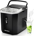 Euhomy Portable Countertop Ice Maker - 9 Cubes in 6 Mins, 26lbs/Day, Self-Cleaning with Ice Scoop & Basket, Compact for Home/Kitchen/Office/RV (Black)