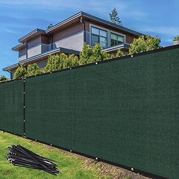 TANG 6 x 25 Privacy Fence Screen Green Shade Cloth with Grommets, Chain Link Fence Panels Outdoor Mesh Fabric Fencing, Balcony Windscreen Cover,Temporary Garden Fencing for Yard Deck Pool