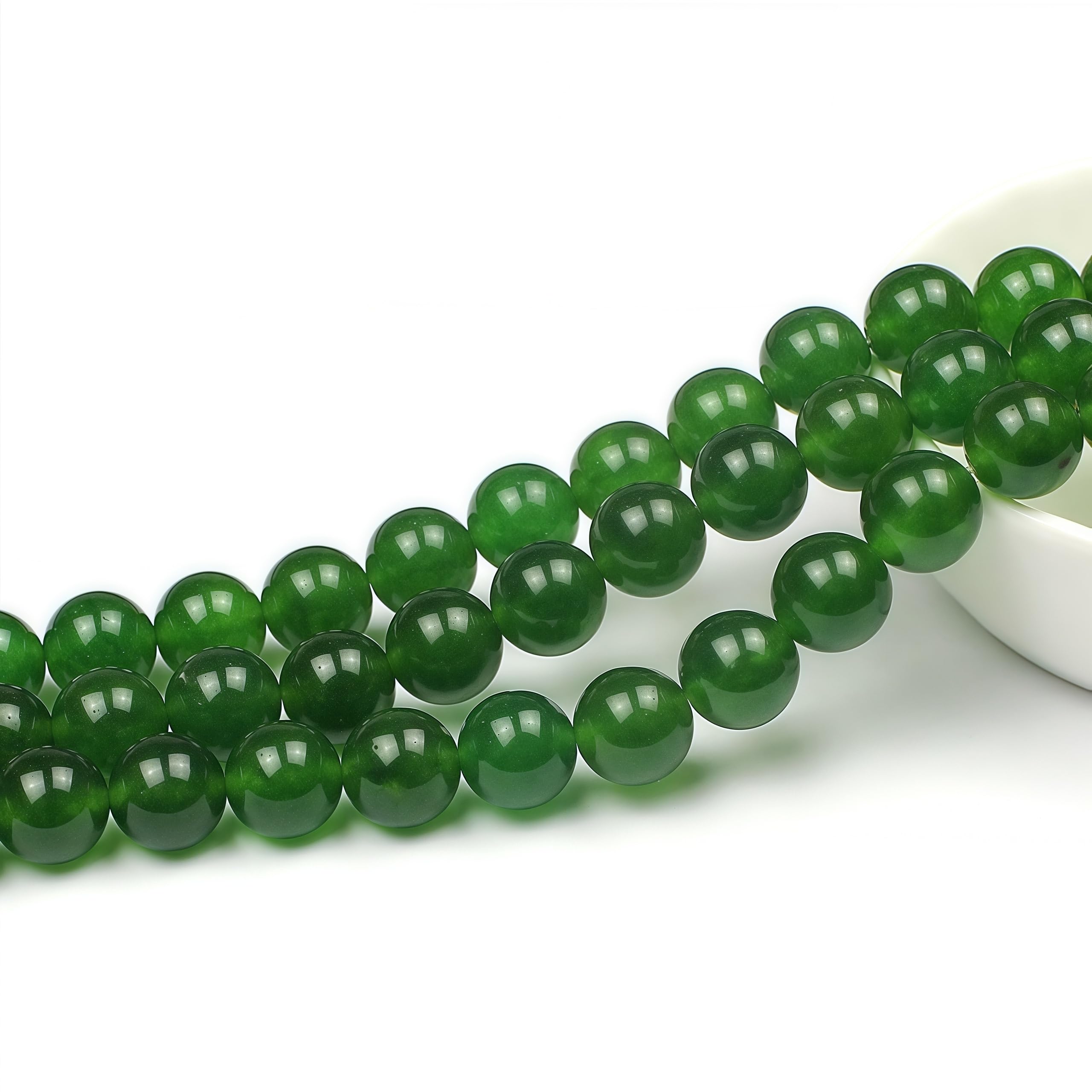 MJDCB 6mm 60 piezas Cuentas de Piedra Jade Verde Oliva Redondas Sueltas Piedras Semipreciosas para Hacer Joyas Pulseras Collares — view 3