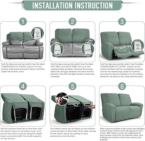 Miniatura 91 de TAOCOCO Fundas para sofá reclinable, 8 piezas, fundas elásticas para sofá grande de 3 asientos, fundas reclinables, protector de muebles con patrón