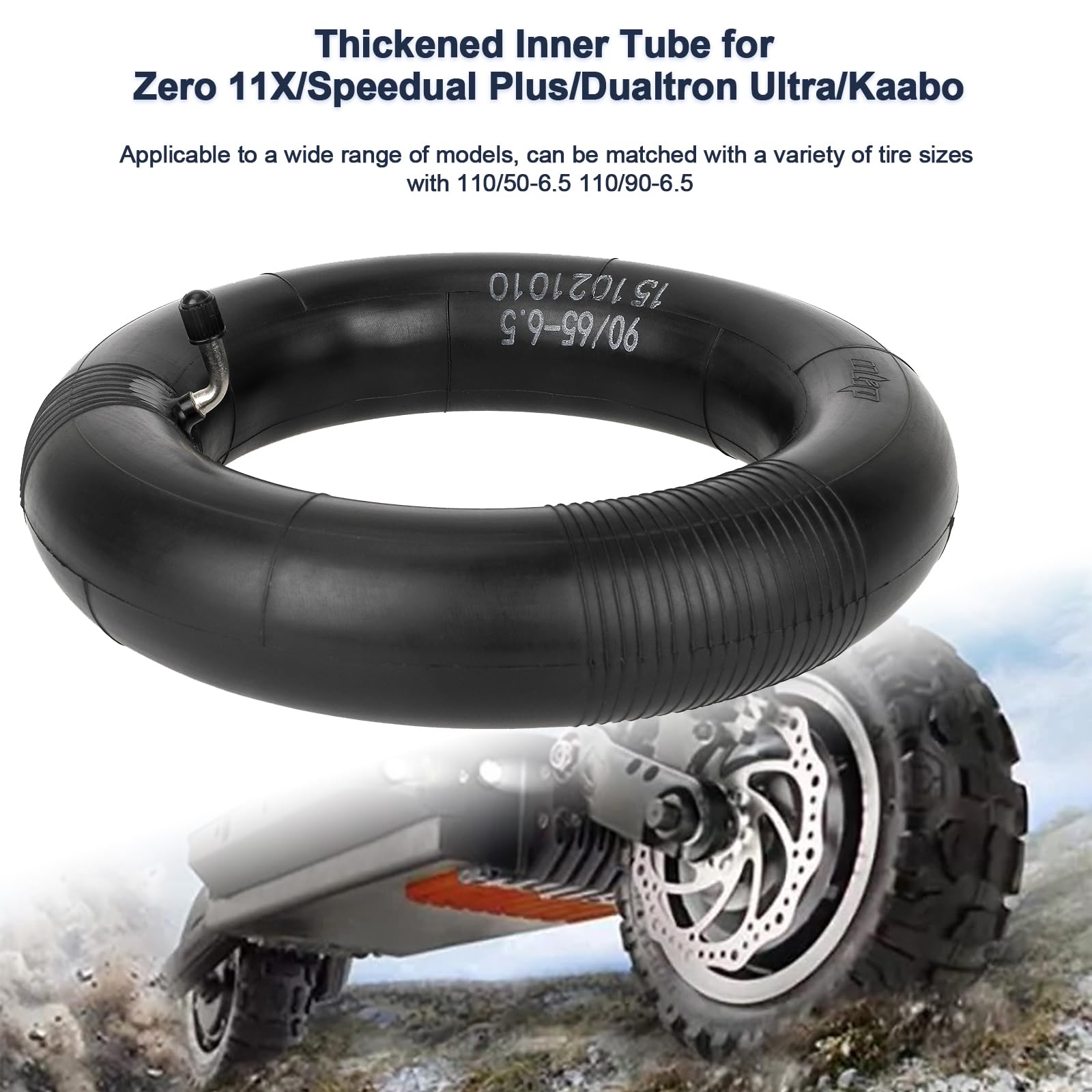 TREFAN Camera d'Aria Addensata 11 Pollici per Dualtron Ultra Monopattino Elettrico Gomma di Ricambio 110/50-6.5 110/90-6.5 2 PZ