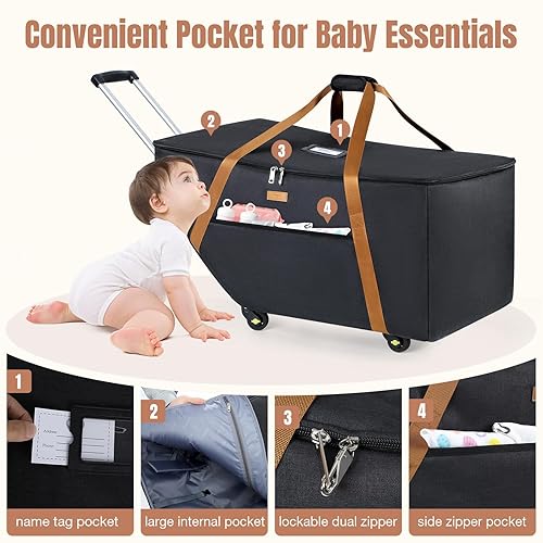 Miniatura 6 de Bolsa de viaje para asiento de automóvil con ruedas para Chicco KeyFit 30, Nuna Pipa, UPPAbaby MESA, bolsas acolchadas para asiento de automóvil